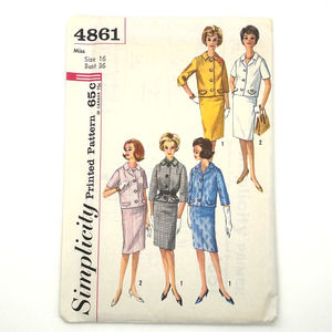 Simplicity Vintage 1960's Pattern #4861 Misses Skirt Lined Jacket Suit Size 16